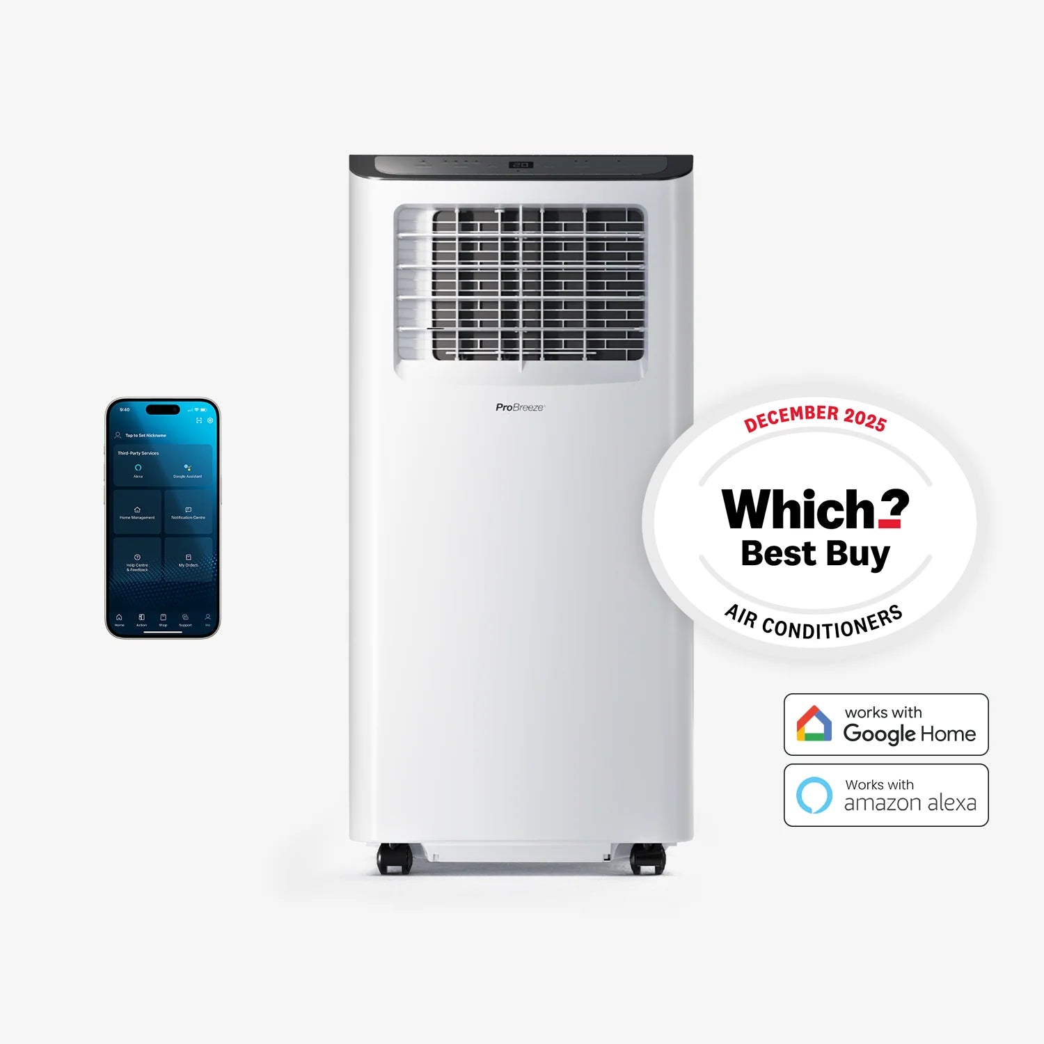 Climatiseur portable 3-en-1 de 9000 BTU avec fonction de déshumidification - Application Wi-Fi intelligente